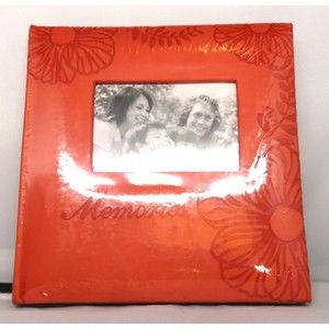 Photo Album With Picture Window Embossed Floral Burnt Orange 8x8 New Sealed